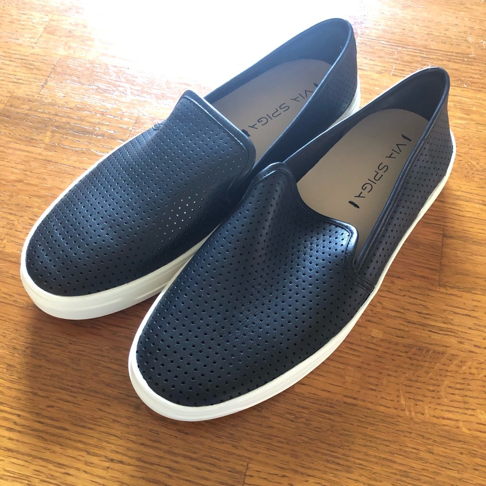 Via Spiga perforated leather slip-on loafers